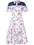 Carolina Herrera Floral Print Flared Shirt Dress - White