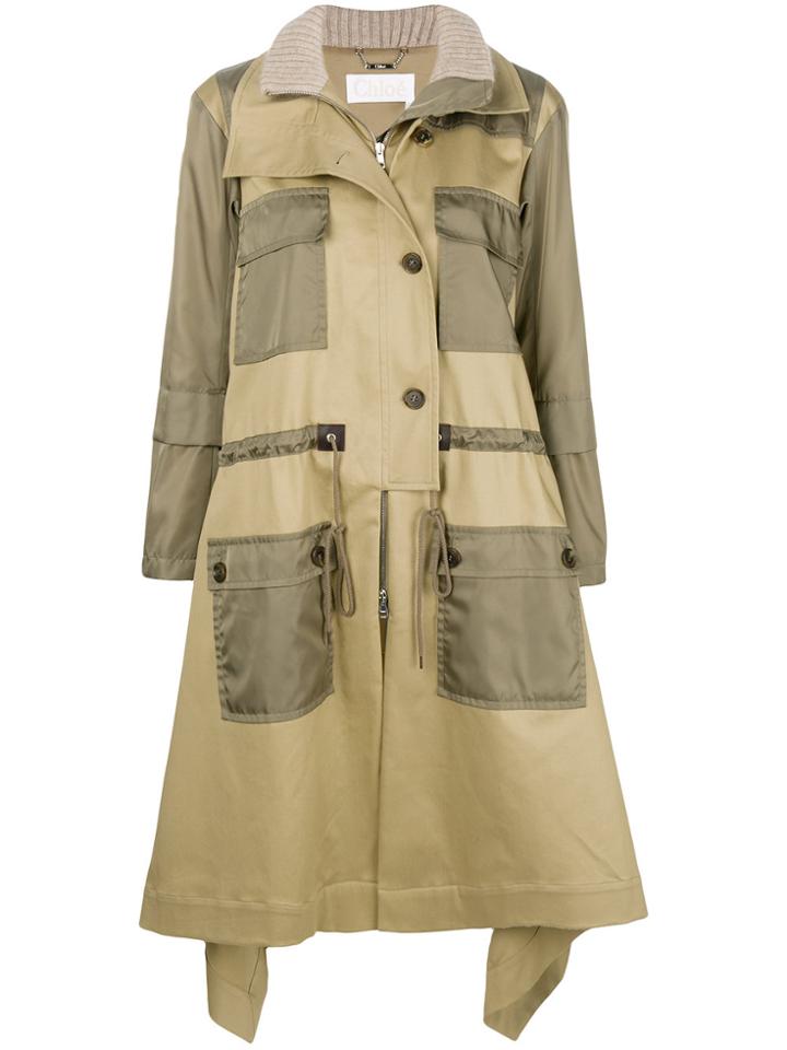 Chloé Contrast Pocket Trench Coat - Nude & Neutrals
