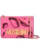 Moschino Burned Effect Shoulder Bag, Women's, Pink/purple, Calf Leather/metal (other)