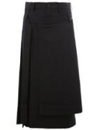 Yohji Yamamoto Pleated Midi Skirt, Women's, Size: 2, Blue, Wool