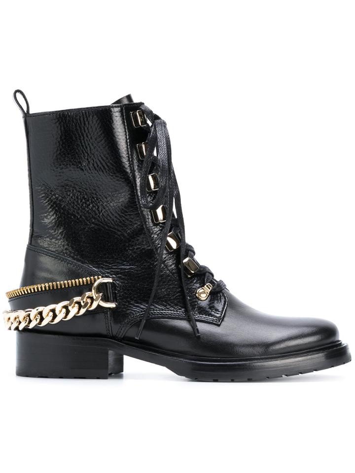 Lanvin Chain-embellished Combat Boots - Black