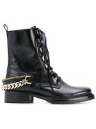 Lanvin Chain-embellished Combat Boots - Black