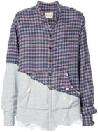 Greg Lauren Ruffle Hem Check Shirt - Grey
