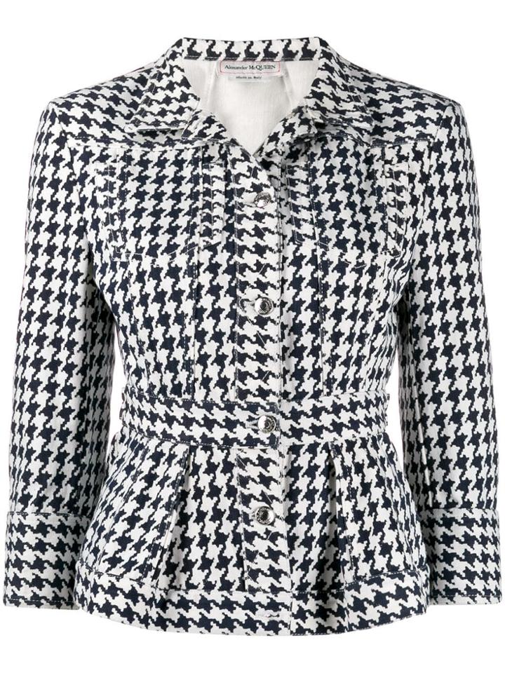 Alexander Mcqueen Houndstooth Patterned Jacket - Blue