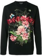 Alexander Mcqueen Logo Floral Print Sweatshirt - Black