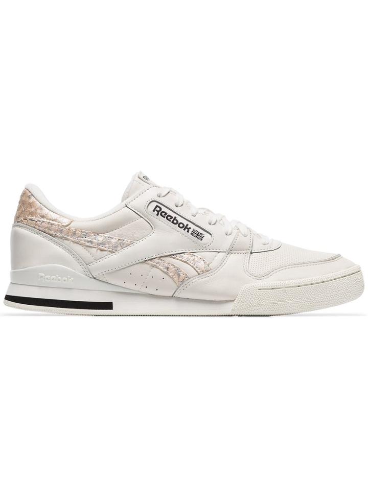 Reebok White Phase 1 Low Top Leather Sneakers - Neutrals