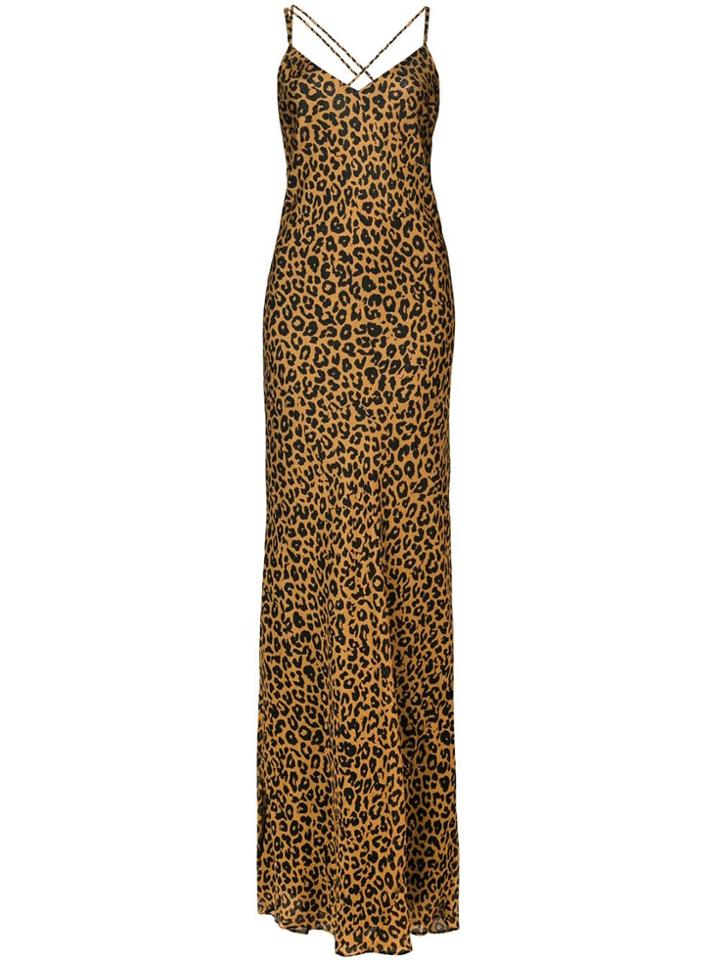 Michelle Mason Leopard Print Bias Gown - Brown