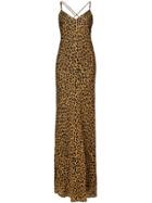 Michelle Mason Leopard Print Bias Gown - Brown