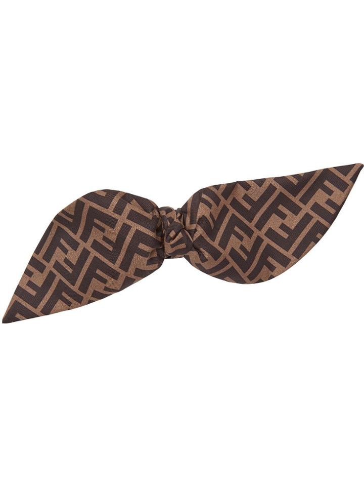 Fendi Ff Motif Bow Hairpin - Brown