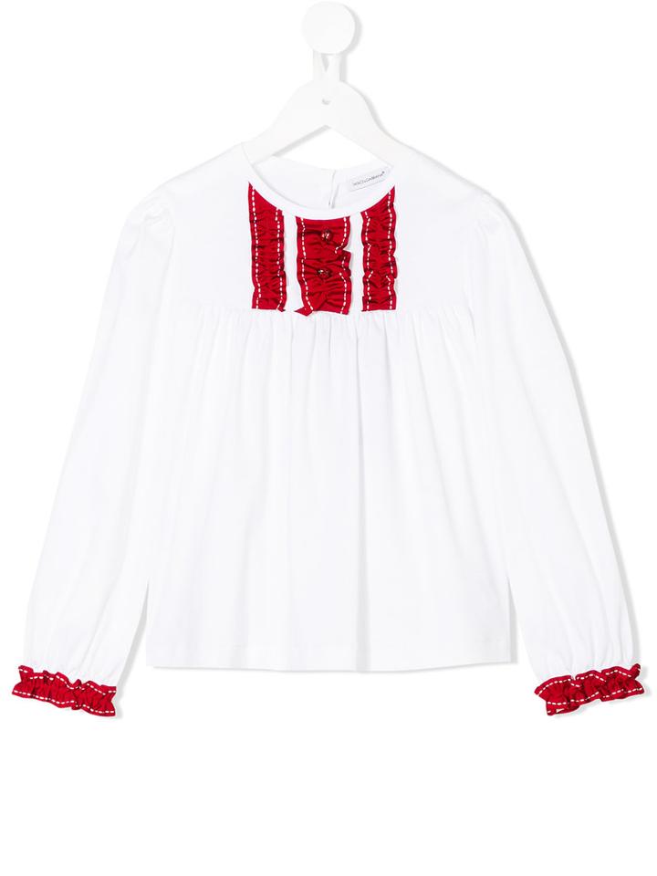 Dolce & Gabbana Kids - Frill Detail Blouse - Kids - Cotton - 8 Yrs, White