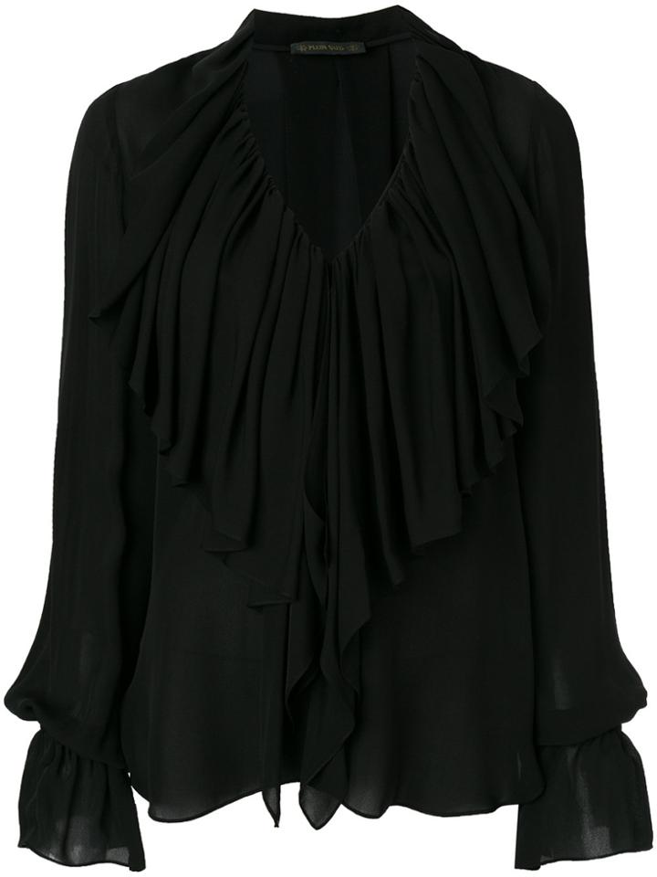 Plein Sud Large Ruffles Blouse - Black