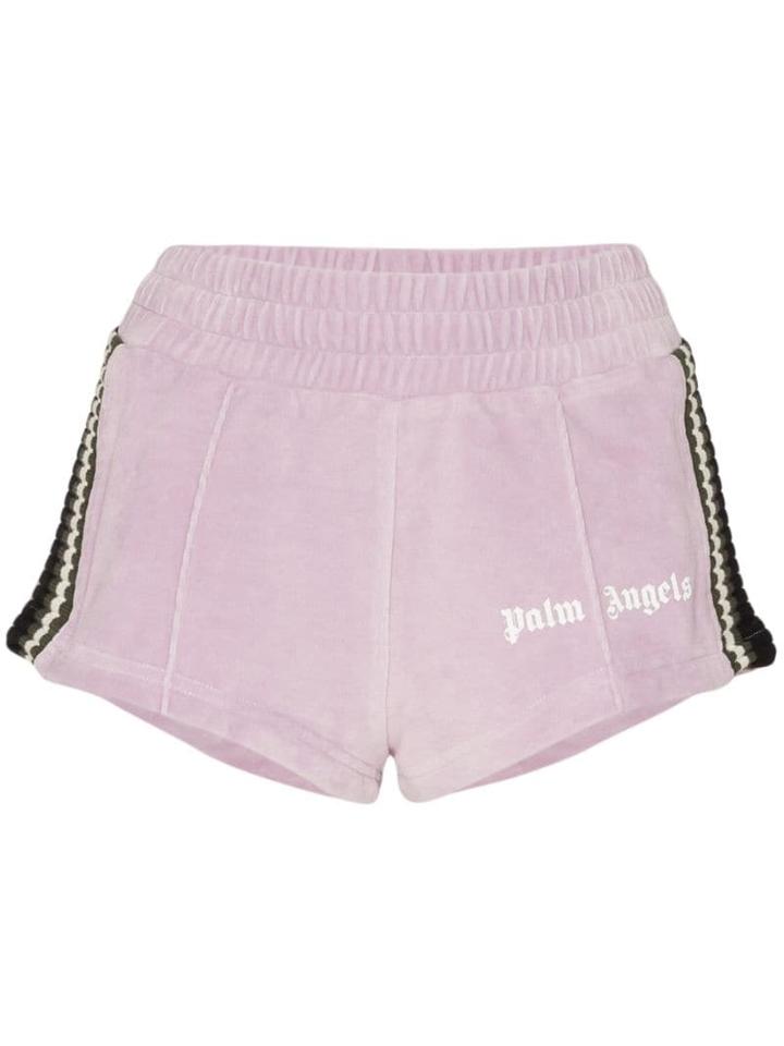 Palm Angels Chenille Track Shorts - Purple