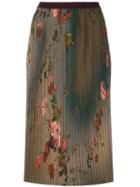 Antonio Marras Floral Print Pleated Skirt, Women's, Size: 44, Green, Polyester/spandex/elastane