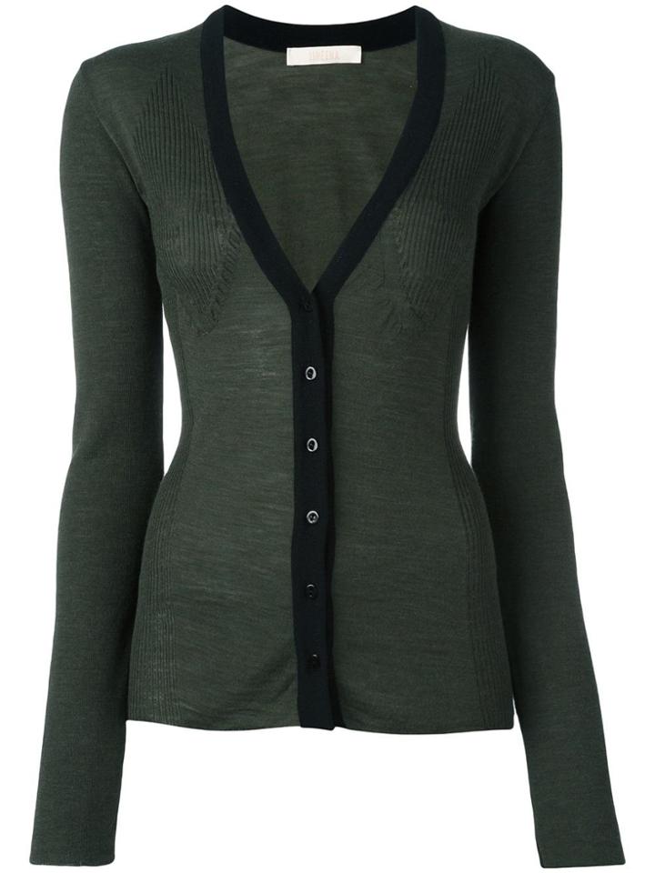 Ssheena Contrast Placket Cardigan - Green