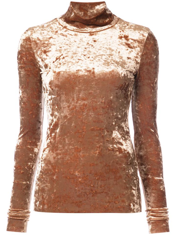 Tibi Turtleneck Long Sleeve Blouse - Brown