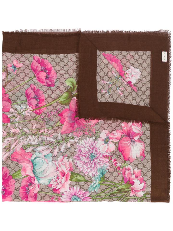 Gucci Spring Bouquet Shawl - Brown