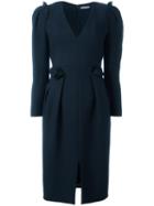 Alexander Mcqueen Pleated Dress, Women's, Size: 42, Blue, Silk/cotton/wool
