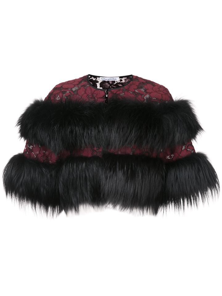 Oscar De La Renta Fur Inserts Bolero Jacket - Black