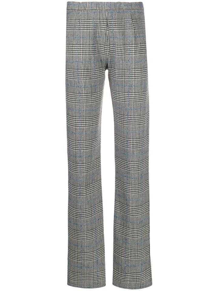 L'autre Chose Checked Slim Fit Trousers - White