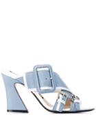 Nº21 Buckled Cross Strap Mules - Blue