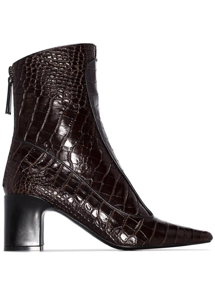 Fabrizio Viti Timeless Crocodile-effect Ankle Boots - Brown