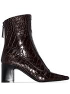 Fabrizio Viti Timeless Crocodile-effect Ankle Boots - Brown