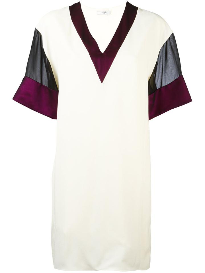 Lanvin Mesh Sleeve T-shirt Dress, Women's, Size: 42, Nude/neutrals, Acetate/viscose/polyester/cupro