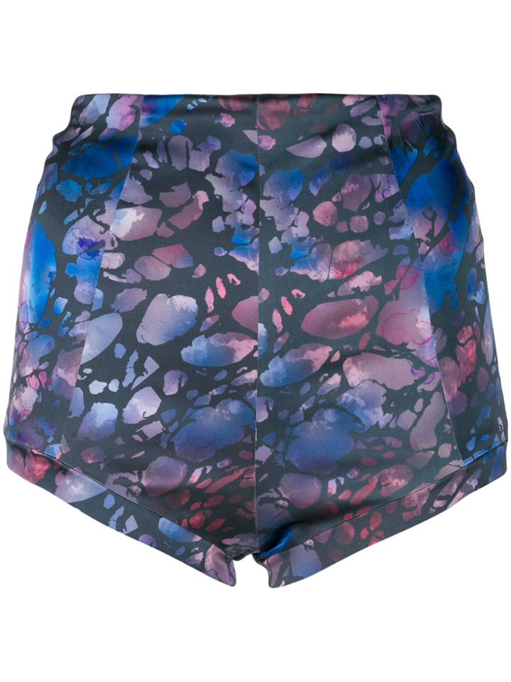 Murmur Print Skinny-fit Shorts - Blue