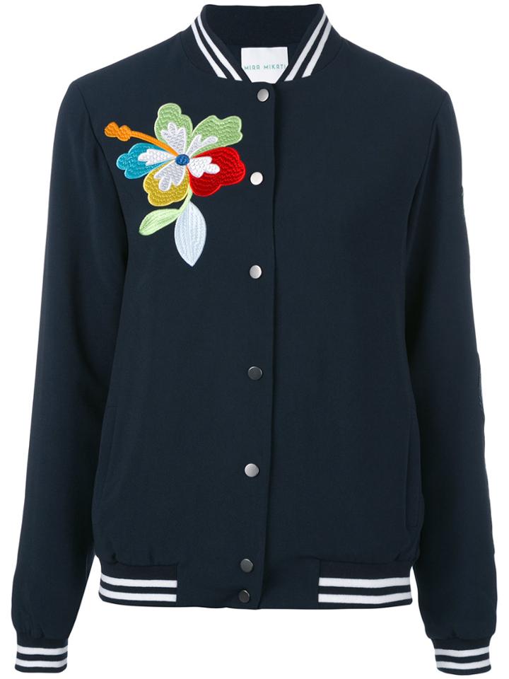 Mira Mikati Flower Detail Bomber Jacket - Blue