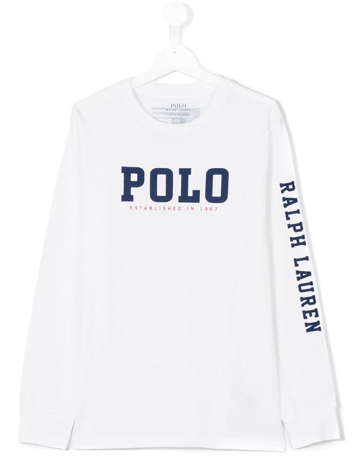 Ralph Lauren Kids Teen Long Sleeve Printed T-shirt - White