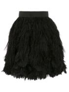 Dolce & Gabbana Feather Appliqué Mini Skirt - Black