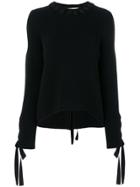 Fendi Lace-tied Sleeve Knitted Sweater - Black