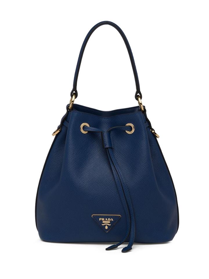 Prada Saffiano Bucket Bag - Blue