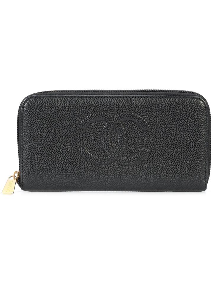 Chanel Vintage Timeless Cc Zipped Wallet - Black