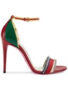 Gucci Leather Sandal With Crystals - Red