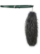 Christian Dada Roping Fur Belt, Women's, Black, Leather/racoon Fur