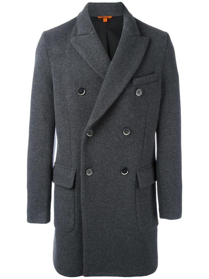 Barena Double Breasted Coat, Men's, Size: 50, Grey, Wool/polyamide/cotton