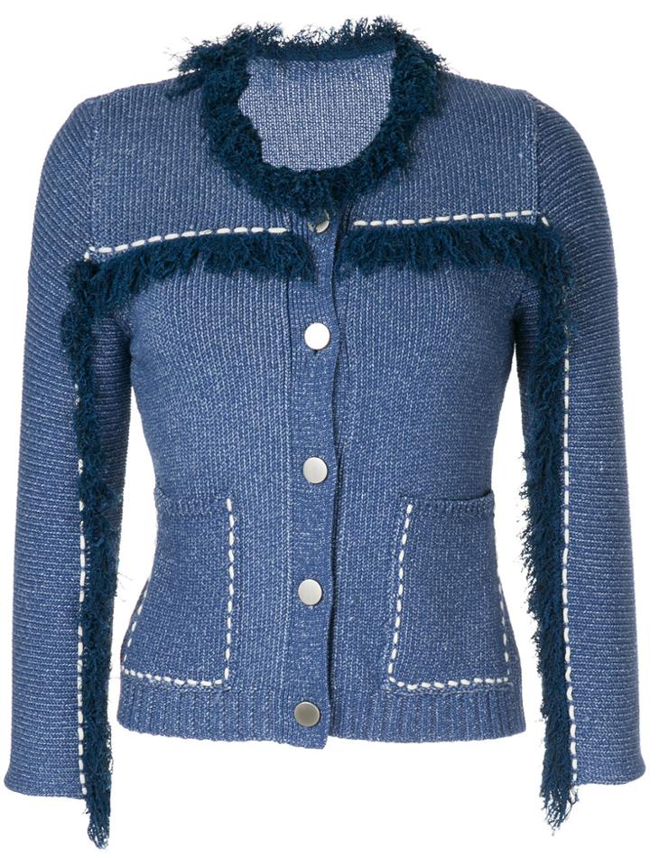Onefifteen Fringe Trim Cardigan - Blue