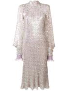 Talbot Runhof Sequinned High Neck Midi Dress - Purple