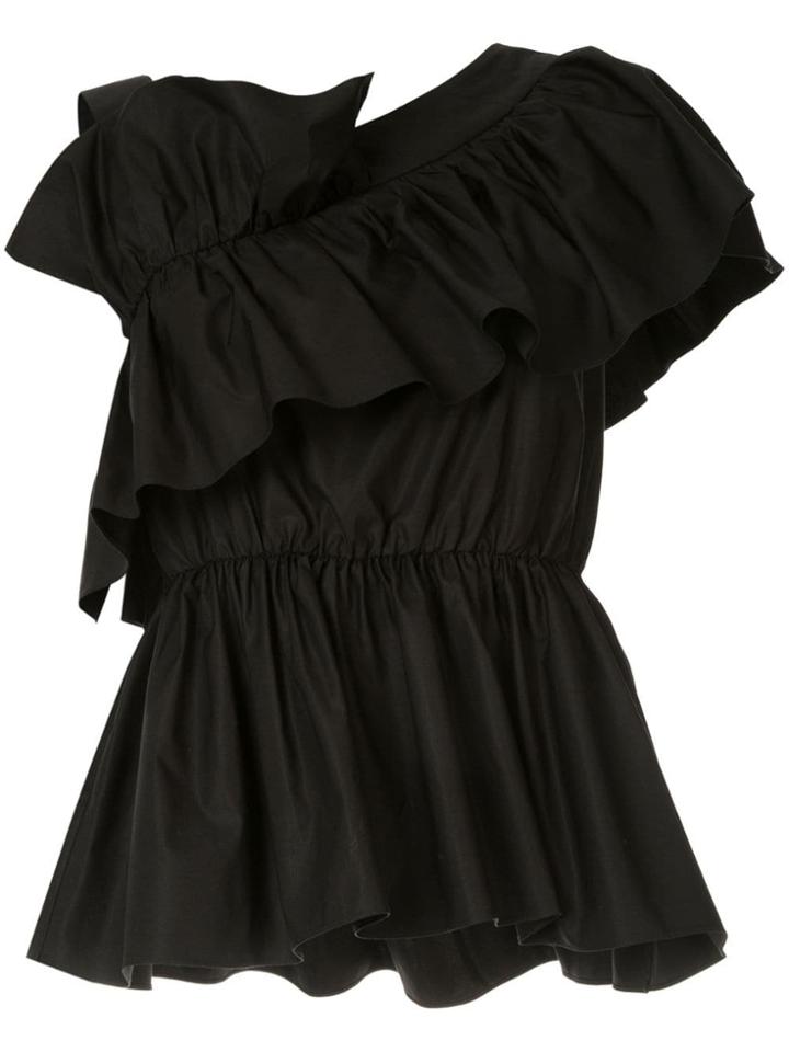Goen.j One-shoulder Ruffled Top - Black