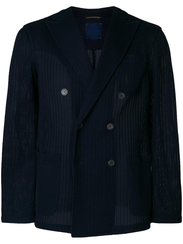 Altea Knitted Double Breasted Blazer - Blue