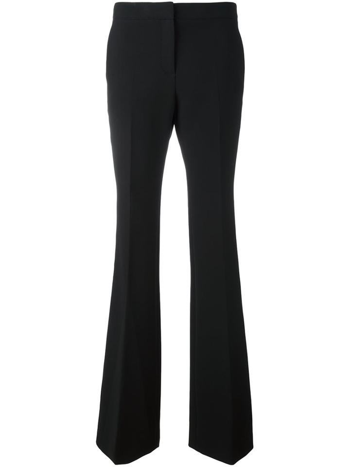 Burberry Pleated Slim Fit Flared Trousers, Women's, Size: 6, Black, Polyester/viscose/cotton/spandex/elastane