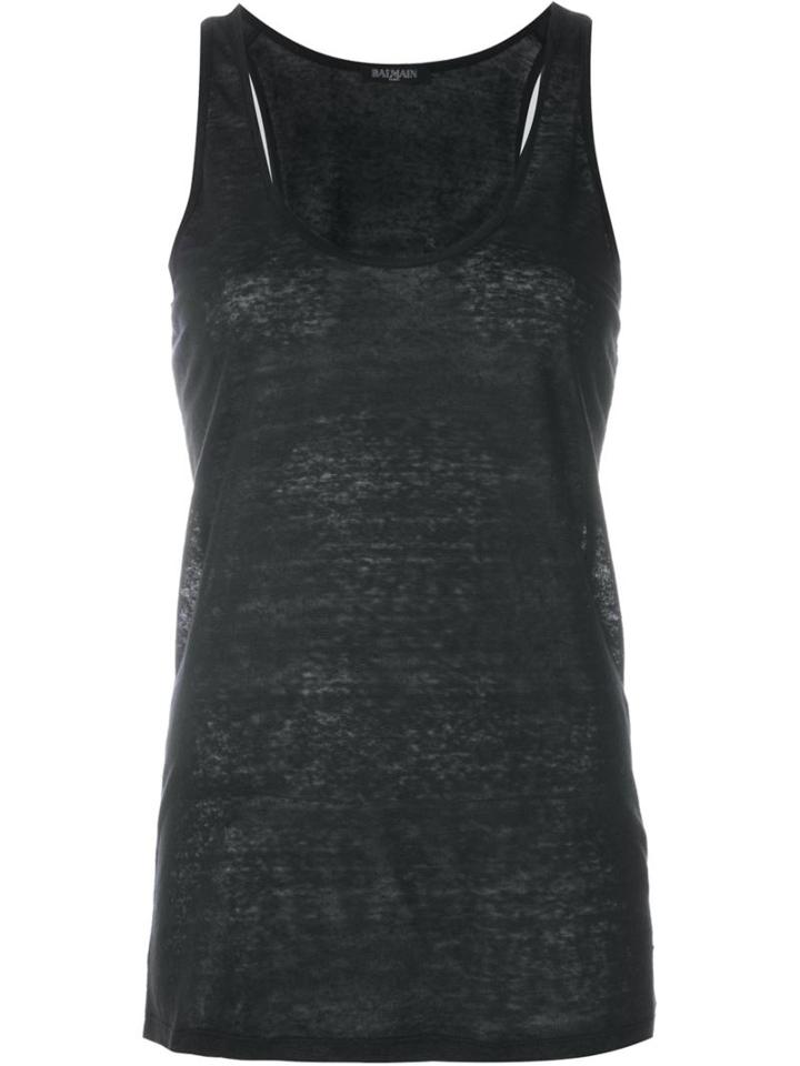 Balmain Sheer Vest, Women's, Size: 34, Black, Linen/flax