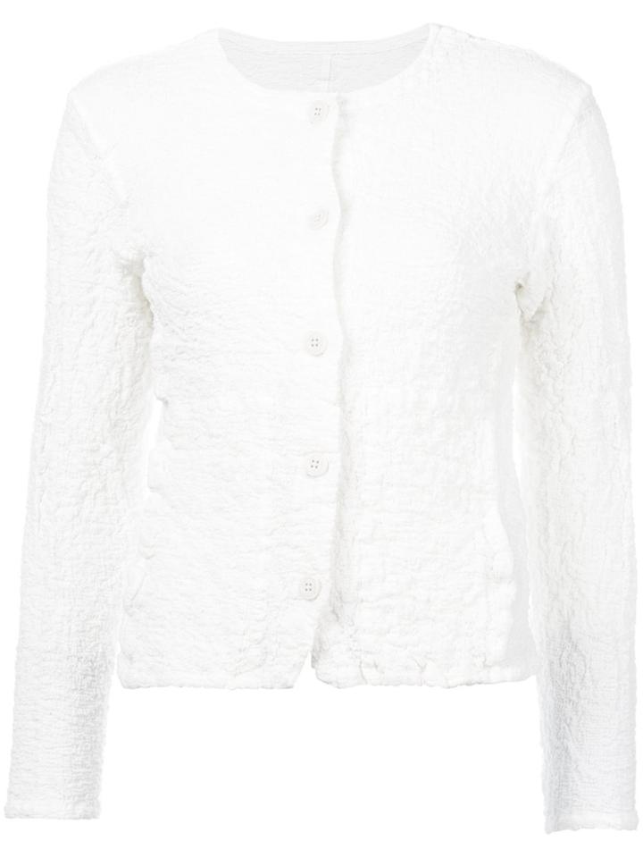 Issey Miyake Cauliflower Textured Buttoned Cardigan - White