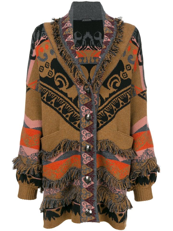 Etro Fringe Trim Cardigan - Brown