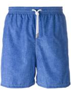 Kiton Denim Effect Swim Shorts, Men's, Size: 48, Blue, Polyester