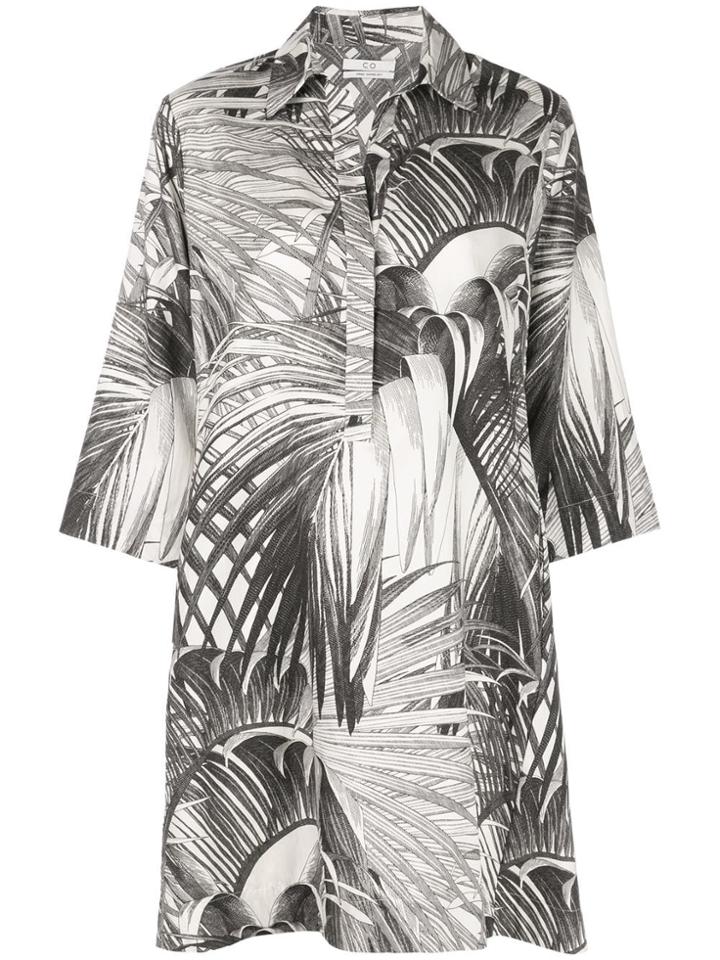 Co Palms Print Shirt Dress - Black