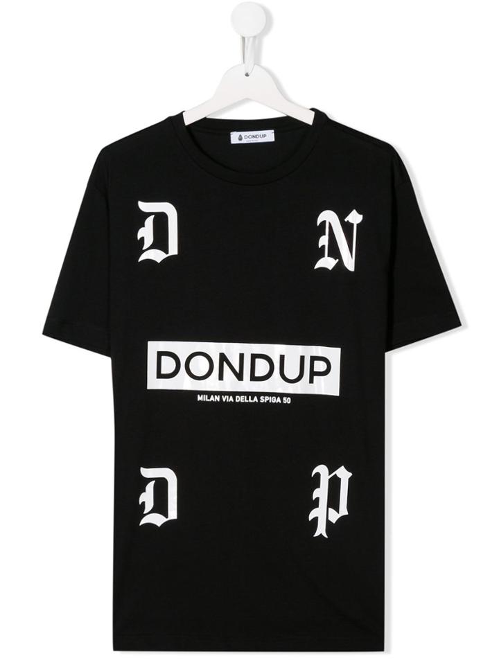 Dondup Kids Teen Monogram Logo Print T-shirt - Black
