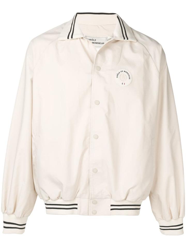 Drôle De Monsieur Logo Patch Bomber Jacket - Neutrals