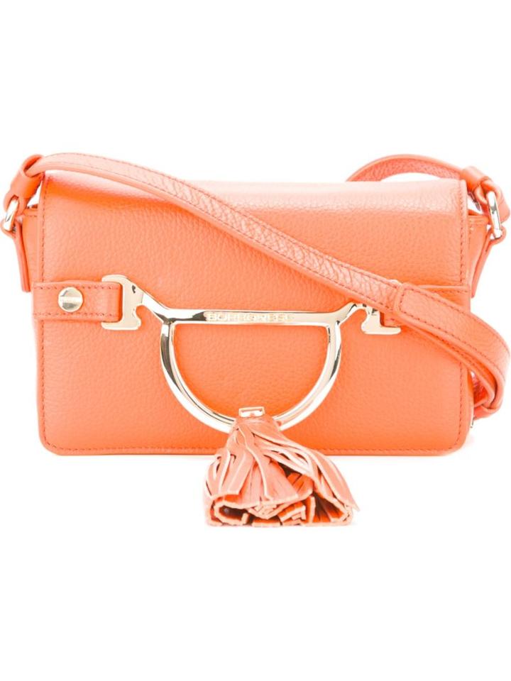 Borbonese Tasselled Crossbody Bag, Women's, Yellow/orange, Cotton/leather